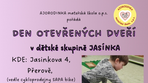 Den otevřených dveří  v dětské skupině JASÍNKA