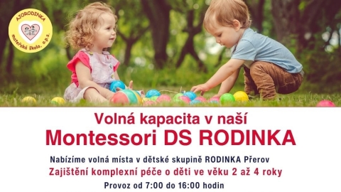 Volná místa v Montessori dětské skupině RODINKA